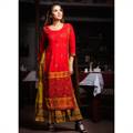 Red Double Layer Kurti with Button Design (244-108)