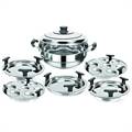 Kitchen Essentials Stainless Steel Large Multi Kadai with 5 Plates (KK/IND/MKD5-01)