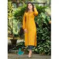 Yellow Velvet Long Kurti (060-W-1)