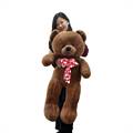 Dark Brown Teddy with Red Bow (3.5 ft)