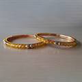 Yellow and Golden Crystal Bangles (Set of 2)