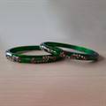 Green Glass Bangles with Red and Clear Crystal (Set of 2)