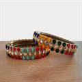 Multicolored Stone Bangles (Set of 2)