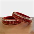 Red and Transparent Crystal Bangles (Set of 2)