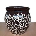 Dark Brown Porcelain Vase with Hive Patterns (Height 6 in, Diameter 5 in)
