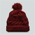 Dark Red Cable Knit Watch Cap (Fleece Lined)