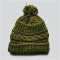 Olive Green Cable Knit Watch Cap (Fleece Lined)