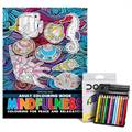 Dreamland Adult Coloring Book Mindfulness & DOMS Half-size Color Pencils (12 Shades)