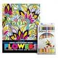 Dreamland Adult Coloring Book Flowers & DOMS Full-size Color Pencils (12 Shades)