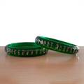 Green Glass Bangles with Small Vertical Crystals (Set of 2 )