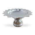 26 cm Thai Sliver Coated Aluminium Traditional Style Tray With Pedestal For Worship(Tika Thali)