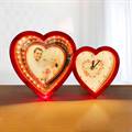 Red Hearts LED Magic Mirror Photo Frame with Clock (Width 12 in)