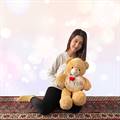 I Love You Hallmark Golden Brown Heart Cushion Teddy (2.8 ft)