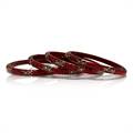 Maroon Bangles with red and golden crystals (Set of 4)
