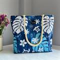 Blue Leaves Summer Tote Bag by Swika