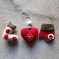 Christmas Decoration Trio - The Sock, Bright Heart and Mitten for Santa