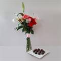 An Evening Soiree Floral Bouquet with Belgian Chocolates Gift Set