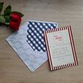 Happy Valentine's Day Handwritten Letter / Greeting Card - Red with Roses