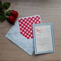 Happy Valentine's Day Handwritten Letter / Greeting Card - Blue with Roses