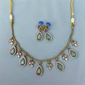 Premium Quality Reverse American Diamond Neckpiece Set - Aqua Blue (36305/71)