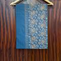 Cornflower Blue Cashmere Shawl with Golden Zari Embroidery