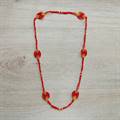 Red Clustered Bead Potey Necklace