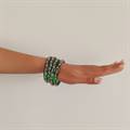 Glossy Green Bangles with Silver Stones (Set of 4)