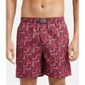 Jockey Super Combed Mercerized Cotton Woven Printed Boxer Shorts with Side Pockets - Brick Red #US57