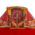 Goddess Laxmi Photo Frame with Mala, Chunni and Aasan