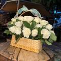 Classic White Rose Charm Basket